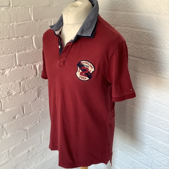 Tommy Hilfiger Slim Fit Polo Shirt - Size XL - Burgundy - Pique Cotton - P2P 21” - Picture 3 of 8